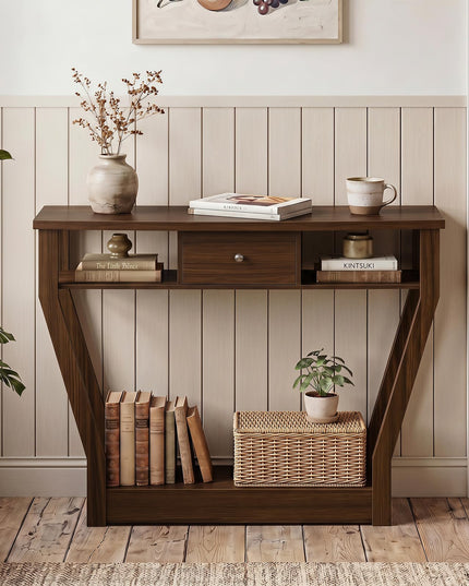 GIANTEX 43" Modern Console Table with Drawer & Storage Shelf