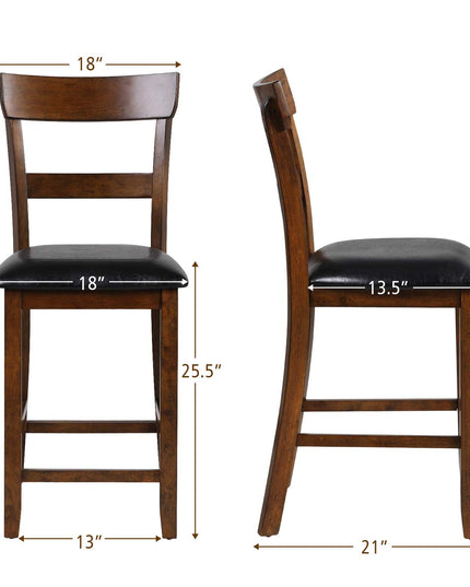 Giantex 25.5-Inch Counter Height Chair with Backrest, Foam-Padded Cushion, Rubber Wood Legs