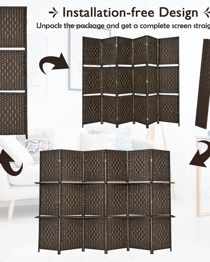 Giantex 6Ft 6 Panel Room Divider with Shelves