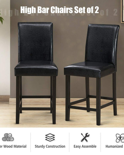 Giantex 25 inch Wooden Vintage Bar Chairs, Counter Stools w/ Upholstered Foam Cushion & Solid Rubber Wood Legs