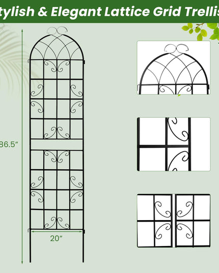 Giantex Lot de 2 treillis pour plantes grimpantes d'extérieur, 2,13 m de haut, en acier galvanisé