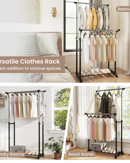 Portant à vêtements portable Giantex avec hauteur réglable et roulettes