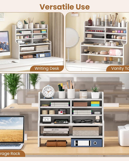 Giantex 19.5" Wooden 6 Tier Storage Rack with 2 Removable Shelves