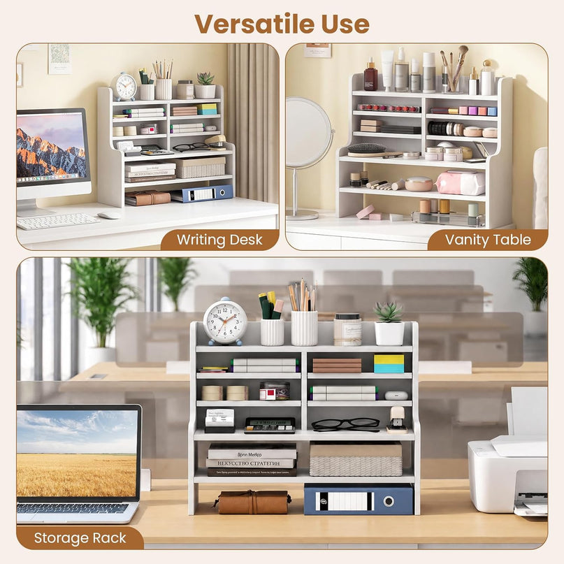 Giantex 19.5" Wooden 6 Tier Storage Rack with 2 Removable Shelves
