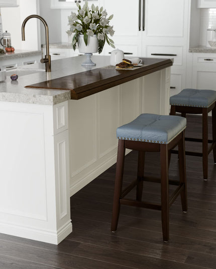 Backless Counter Stool with Footrest, Soft Seat Cushion