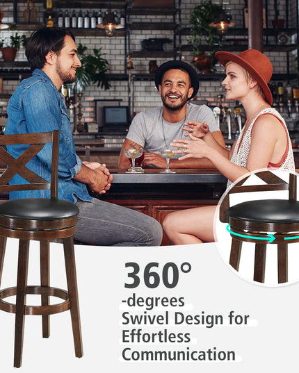 Counter Height Dining Chair, Fabric Upholstered 360 Degree Swivel, PVC Cushioned Seat, Perfect for Dining and Living Room