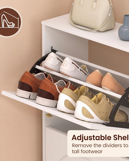 GIANTEX Modern Shoe Storage Cabinet with 4 Flip Drawers & Adjustable Shelf