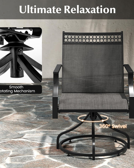 Giantex Swivel Outdoor Chairs,  Patio Dining Chairs, Round Steel Base