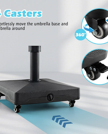 Giantex Umbrella Base with Wheels, 54 lbs Fillable Mobile Umbrella Base, Water or Sand Filled