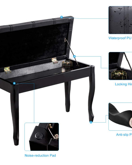 Giantex Piano Bench PU Leather W/Padded Cushion and Music Storage