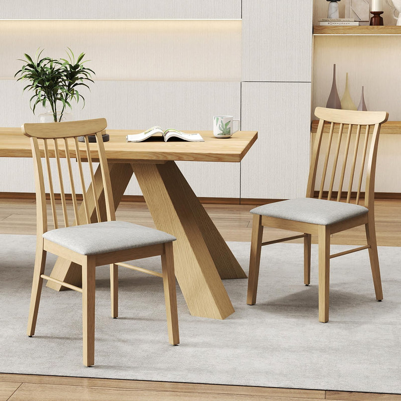 Chaises de cuisine sans accoudoirs Giantex avec cadre en bois d'hévéa et revêtement en tissu