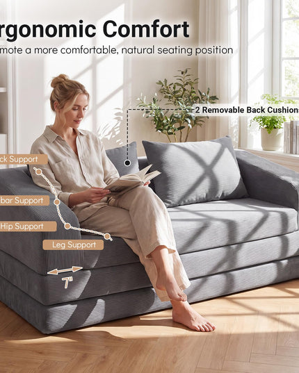 GIANTEX 61" Folding Sofa Bed | 2 in 1 Convertible Futon Couch