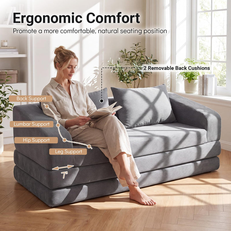GIANTEX 61" Folding Sofa Bed | 2 in 1 Convertible Futon Couch