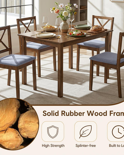 GIANTEX Dining Table Set with X-Shaped Backrest for Small Space