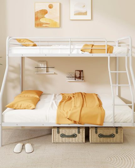 Giantex Metal Bunk Beds Twin Over Full Size, Heavy Duty Bunk Bed for Teens Adults with Ladder & Guardrails