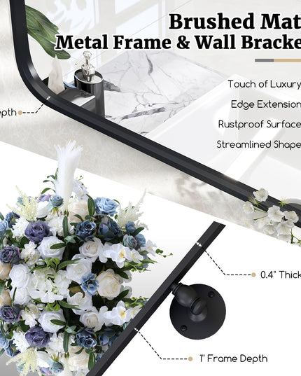 CHARMAID Pivot Mirror for Bathroom - 30'' x 22'' Tilt Beveled Vanity Mirror Black Metal Framed