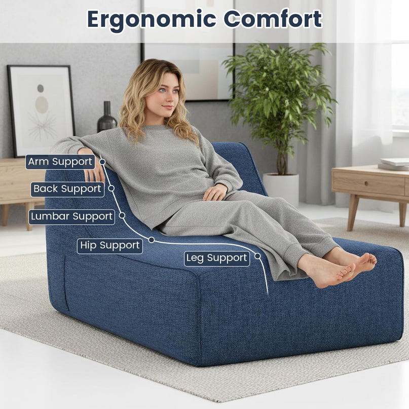 Giantex Inflatable Lounge Chairs Ergonomic Backrest Portable L-Shaped Air Couch