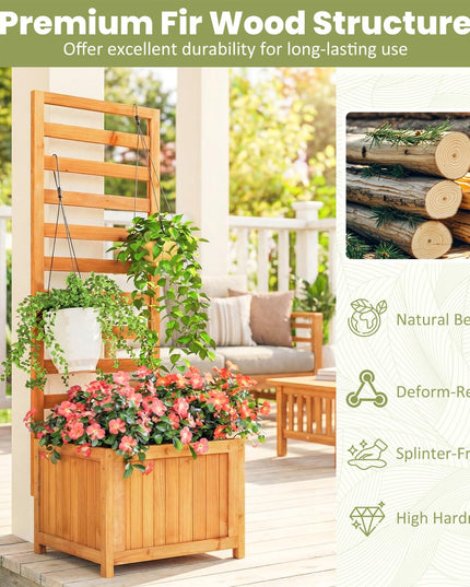 Jardinière surélevée en bois avec treillis Giantex pour l'extérieur