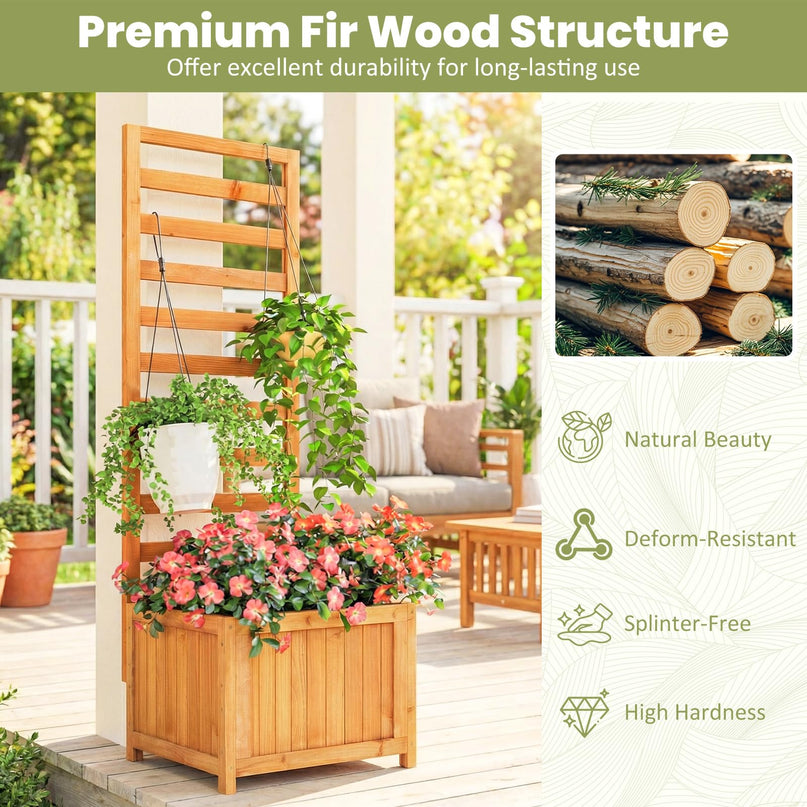 Jardinière surélevée en bois avec treillis Giantex pour l'extérieur