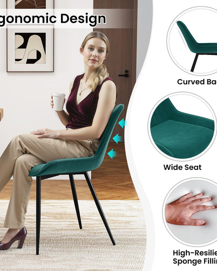 Giantex Dining Chair Set of 4 with Metal Legs for Living Room