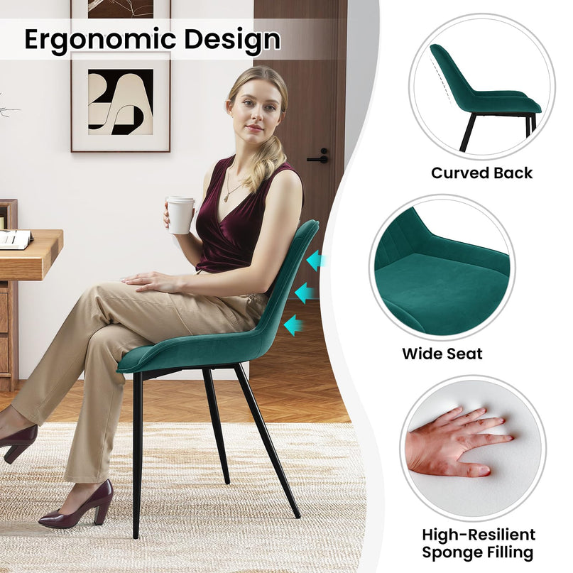 Giantex Dining Chair Set of 4 with Metal Legs for Living Room