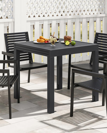 Giantex Expandable Patio Table, 31.5”-63” Extendable Aluminum Dining Table for 4-6 People