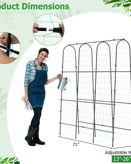 Giantex Garden Arched Trellis for Climbing Plants, 71” x 71” U-Shaped Tall Cucumber Trellis for Raised Garden Bed