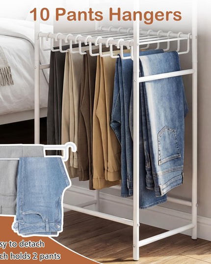 Giantex Clothes Rack with Pants Hanger Heavy-Duty White Garment Rack