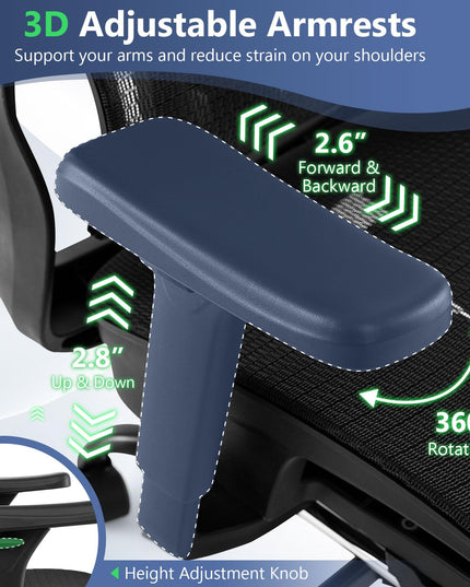 Giantex Ergonomic Desk Chair with Rotating Headrest & Adjustable Lumbar Support