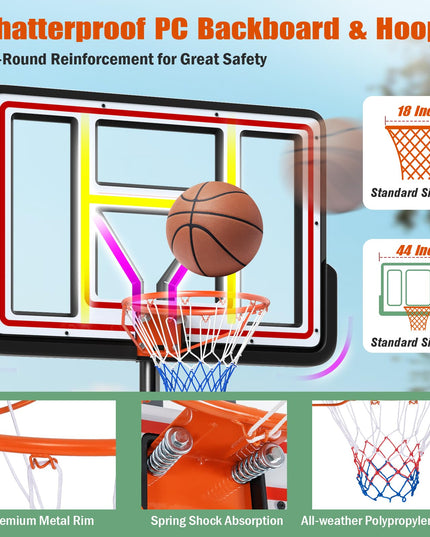 Giantex Portable Basketball Hoop Outdoor - 7.4-10 FT Height Adjustable Basketball Goal System