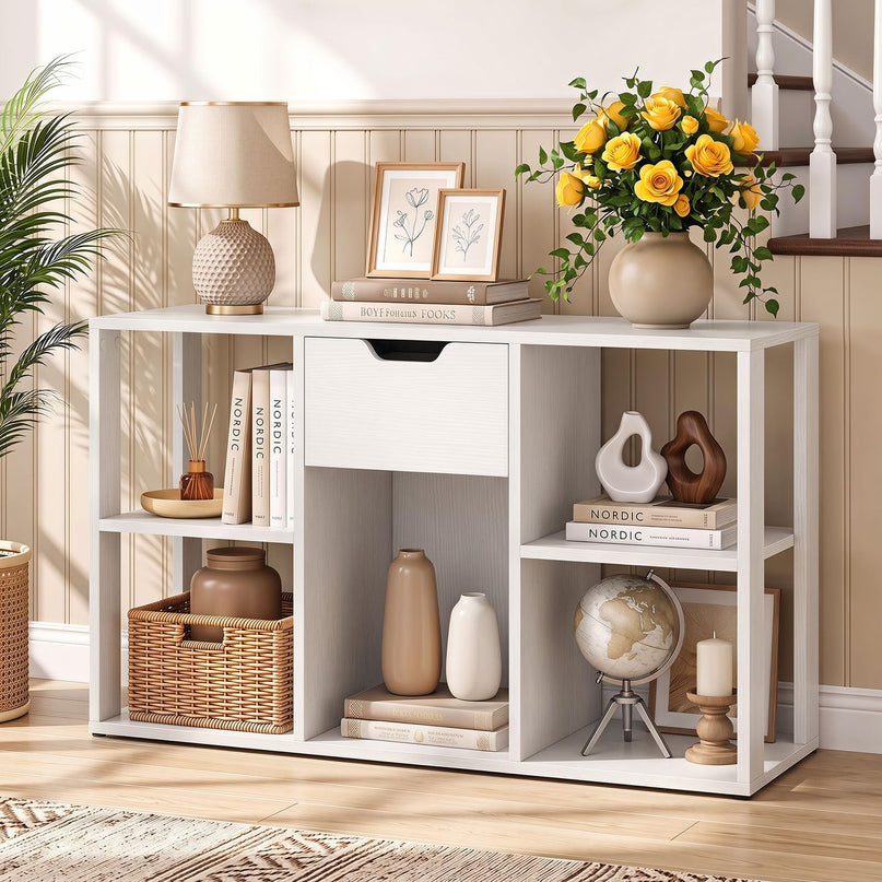 GIANTEX 3-Tier Cube Storage Shelf with 5 Open Cubbies & Drawer (1/2)