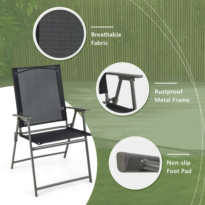Patio Folding Chairs Set - Giantex