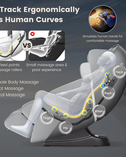 Giantex Comfort Full Body Massage Chair - Zero Gravity Massaging Recliner w/SL Track, Airbags, Foot Rollers