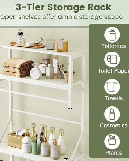 Giantex Étagère de Rangement 3 Niveaux au-dessus des Toilettes 162 cm de Haut Autoportante Gain de Place