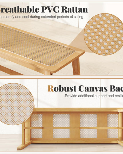 Banc de salle à manger Giantex 39,5" en bambou avec assise en rotin tressé à la main