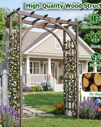 Giantex 213 cm Garden Arch Trellis with Flat Top for Climbing Plants