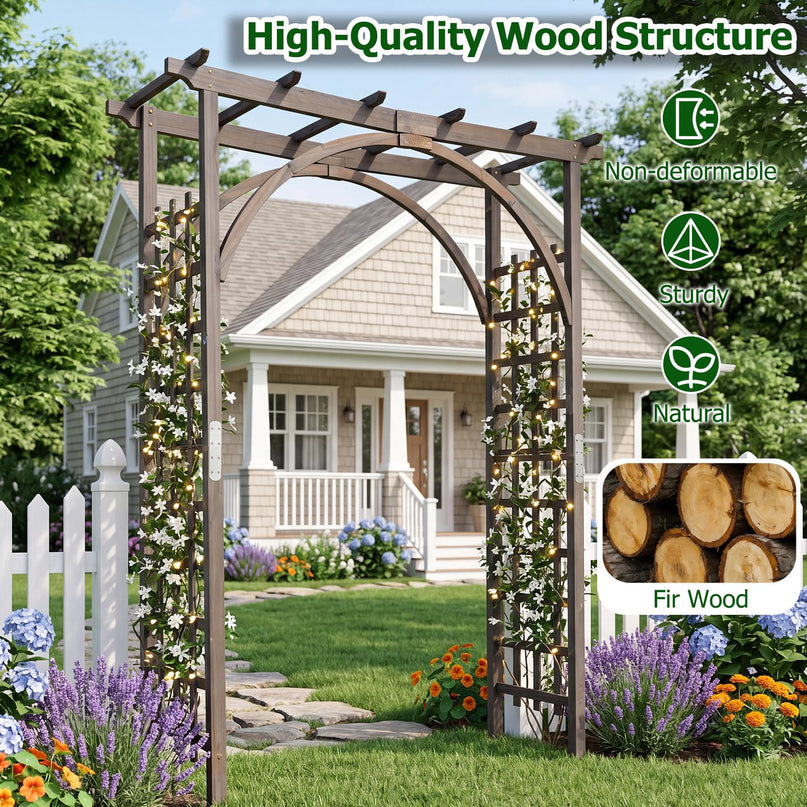Giantex 213 cm Garden Arch Trellis with Flat Top for Climbing Plants