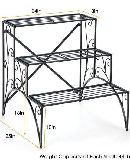 Giantex 3 Tier Metal Plant Stand for Outdoor Porch Garden Patio Balcony