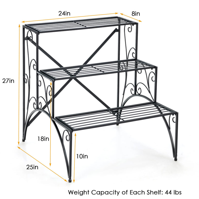 Giantex 3 Tier Metal Plant Stand for Outdoor Porch Garden Patio Balcony