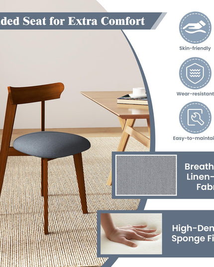 Giantex Wooden Dining Chairs Set, Mid-Century Kitchen Chairs w/Padded Seat & Curved Backrest
