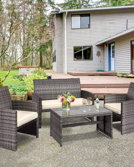 Giantex 4 Pc Rattan Patio Furniture Set