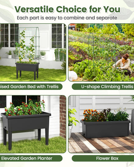 Giantex Raised Garden Bed with Climbing Trellis, Self-Watering Elevated Planter
