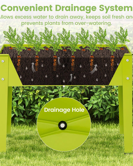 Giantex Raised Garden Bed, Metal Planter Box with Legs, Drain Hole, Outdoor Indoor Elevated Garden Box