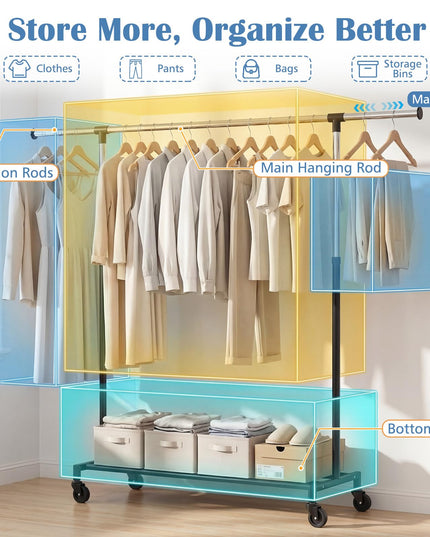 Giantex Heavy-Duty Rolling Clothing Rack for Hanging Clothes