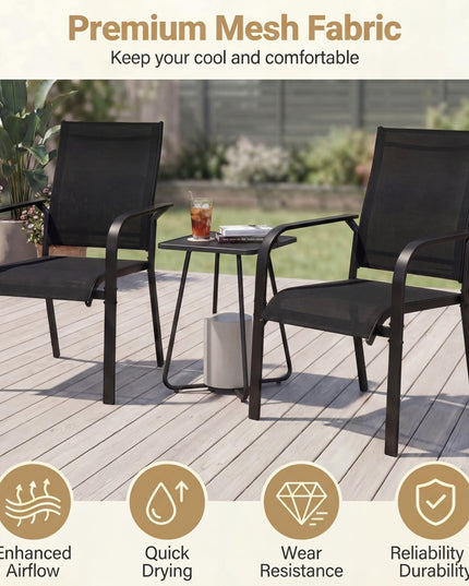 Giantex Patio Chairs Set of 2/4/6 Stackable Outdoor Dining Chairs