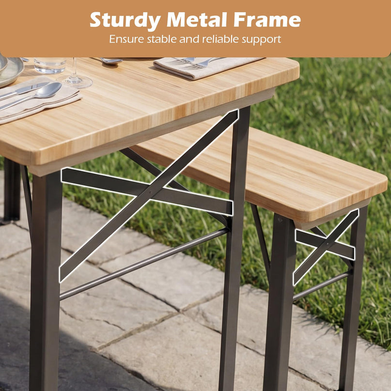 Table de pique-nique pliante Giantex 3 pièces avec bancs pour 4 (119 cm)