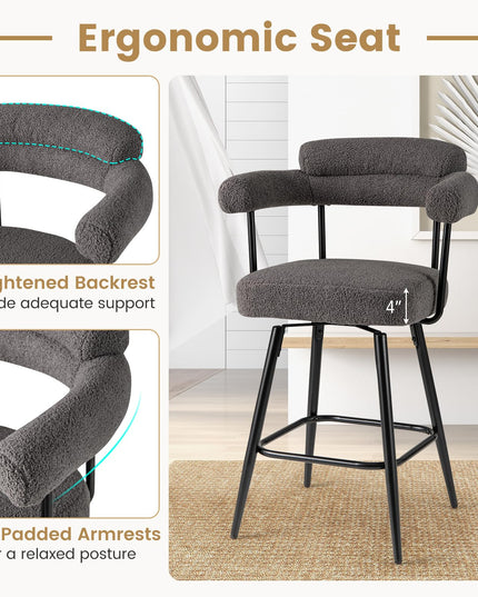 Giantex Swivel Bar Stools Set of 2/4 with Metal Legs & Footrest for Kitchen Island