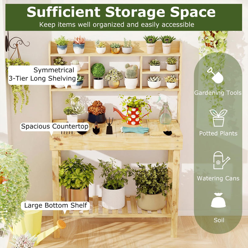 Giantex Établi de jardinage en bois massif pour l'extérieur