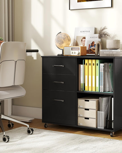 3-Drawer File Cabinet | Mobile Lateral Filing Cabinet with Wheels