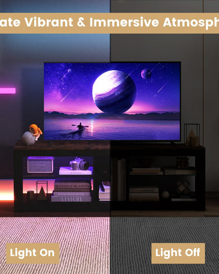 Giantex 55" LED Light TV Stand - Media Console for TVs up to 65 inches